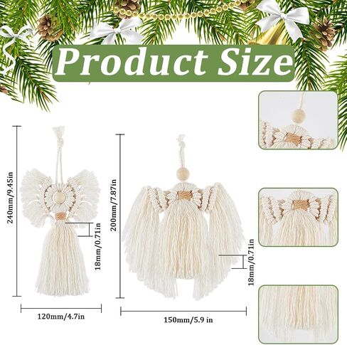 Sunnyclue 2 Sets Boho Macrame Kit Macrame Ornament Kit Structions Imclude Christmas Angel Macrame Keychain Kit with Tassel Macrame Kits للمبتدئين البالغين DIY Hangings Decoration in Saudi Arabia