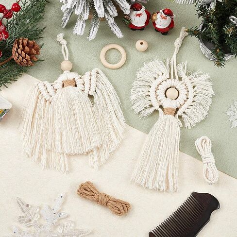 Sunnyclue 2 Sets Boho Macrame Kit Macrame Ornament Kit Structions Imclude Christmas Angel Macrame Keychain Kit with Tassel Macrame Kits للمبتدئين البالغين DIY Hangings Decoration in Saudi Arabia