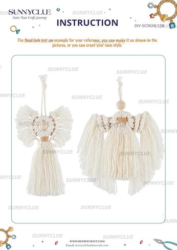 Sunnyclue 2 Sets Boho Macrame Kit Macrame Ornament Kit Structions Imclude Christmas Angel Macrame Keychain Kit with Tassel Macrame Kits للمبتدئين البالغين DIY Hangings Decoration in Saudi Arabia