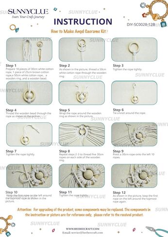 Sunnyclue 2 Sets Boho Macrame Kit Macrame Ornament Kit Structions Imclude Christmas Angel Macrame Keychain Kit with Tassel Macrame Kits للمبتدئين البالغين DIY Hangings Decoration in Saudi Arabia