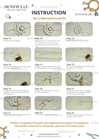 Sunnyclue 2 Sets Boho Macrame Kit Macrame Ornament Kit Structions Imclude Christmas Angel Macrame Keychain Kit with Tassel Macrame Kits للمبتدئين البالغين DIY Hangings Decoration in Saudi Arabia