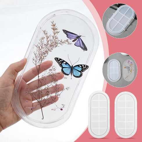 5 Pcs Oval Resin Tray Mold Set, 12'', 10'', 9'', 7'', 5.7'' Tray Molds for Epoxy Resin for DIY Jewelry Trinket Dish Home Decor DIY Gift in Saudi Arabia