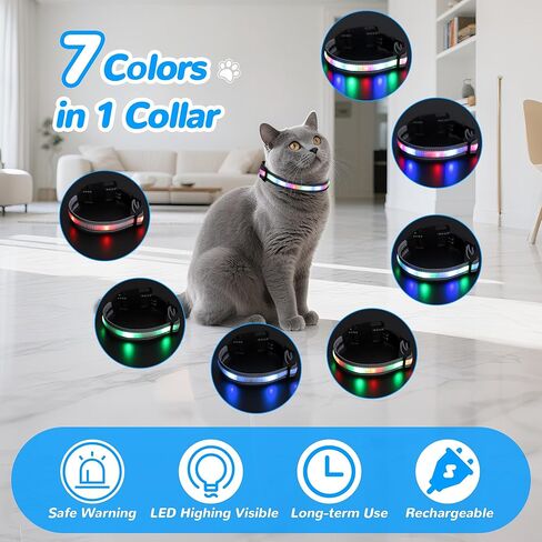 Cat Collar,Lighted Cat Collars for Night,Rechargeable Waterproof LED Cat Collar with Remote, Breakaway LED Collars,Dog Lights for Night Walking in Saudi Arabia