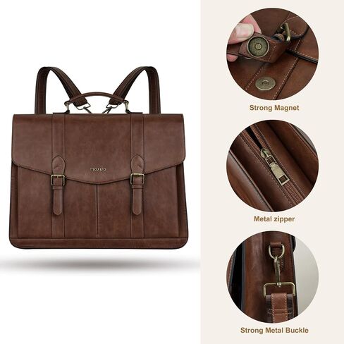 MOSISO Messenger Bag for Men Women, 15.6 inch Vintage PU Leather Laptop Shoulder Briefcase Satchel Bag, 15-16 inch Computer Bag Casual Handbag for Office Work Briefcase Travel Business College, Brown in Saudi Arabia