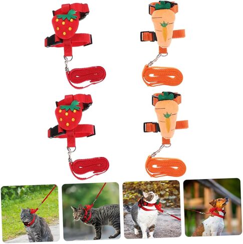 UPKOCH 4PCS PET LEASH مجموعة الكلاب سلسلة CAT تسخير الأرنب المقود الصغير تسخير تسخير قابلة للتعديل مقاومة للارتداء للداخلية في الهواء الطلق في الهواء الطلق in Kuwait