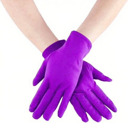 1 Pair of Short Satin Finger Gloves 1920s Opera Party Wedding Bridal Etiquette Gloves Sun Protection Gloves for Women Girls in Saudi Arabia