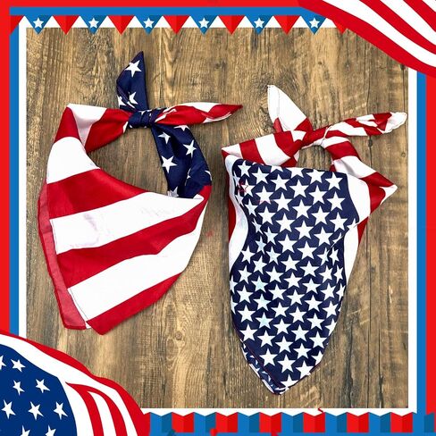 Gold Honey 2PCS Polyester Dog Cog Bandanas - مجموعة وشاح للحيوانات الأليفة ، العلم الأمريكي الوطني Bandana للحيوانات الأليفة ، متينة وقابلة للغسل ، مثالية للعطلات الوطنية in Kuwait