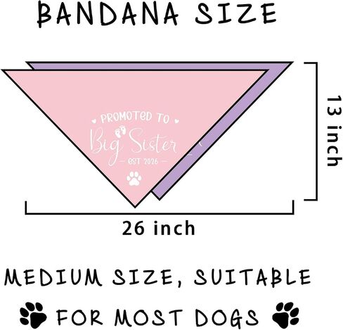 2 حزمة تمت ترقيتها إلى Big Sister Dog Bandana 2026 إعلان الحمل بين الجنسين تكشف عن ملابس الكلاب إعلان الطفل Prop Pet Scarf Accessories for Small Medium Large Dog in Kuwait