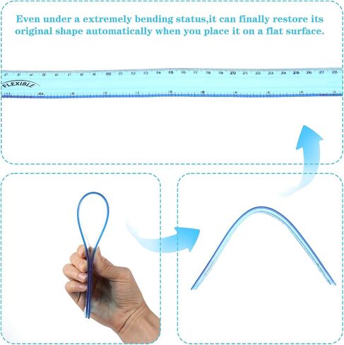 Grevosea 3 PCS Flexible Ruler, 12 Inch Clear Plastic Ruler Soft Bendable Rulers with Centimeters and Inches for Kids and Adults School Classroom Office Supplies (Rose, Green, Blue) in Saudi Arabia