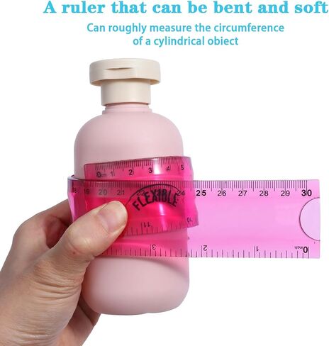 Grevosea 3 PCS Flexible Ruler, 12 Inch Clear Plastic Ruler Soft Bendable Rulers with Centimeters and Inches for Kids and Adults School Classroom Office Supplies (Rose, Green, Blue) in Saudi Arabia