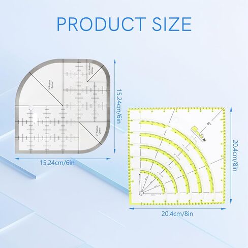 2Pcs Acrylic Curved Corner Cutter Ruler, Curved Corner Cutter Quilt Ruler, Multifunctional Sewing Template Patchwork Tool, for Sewing, Patchwork in Saudi Arabia