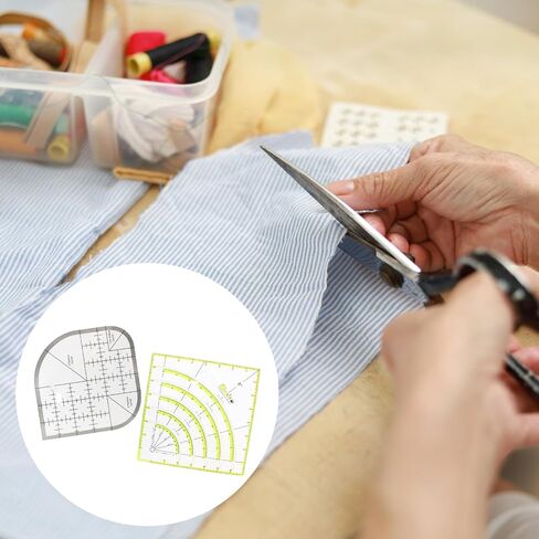2Pcs Acrylic Curved Corner Cutter Ruler, Curved Corner Cutter Quilt Ruler, Multifunctional Sewing Template Patchwork Tool, for Sewing, Patchwork in Saudi Arabia