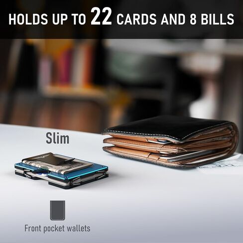 Lenvoten Minimalist Wallet for Men-Slim RFID Blocking Credit Card Holder & Money Clip Front Pocket Wallets Business Card Holder Gift for Men (Navy Blue) in Saudi Arabia