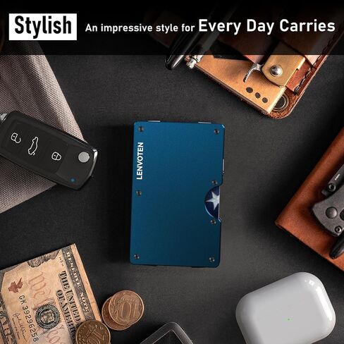 Lenvoten Minimalist Wallet for Men-Slim RFID Blocking Credit Card Holder & Money Clip Front Pocket Wallets Business Card Holder Gift for Men (Navy Blue) in Saudi Arabia