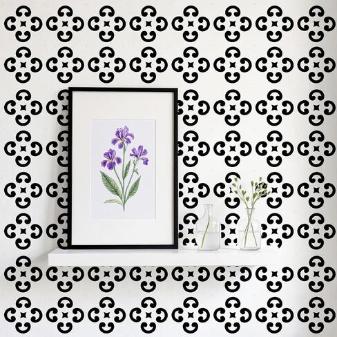 16 مجموعة استنسل البلاط (8 × 8 بوصة) ، الإسبانية الإسبانية Mexican Talavera Stencils لأثاث جدار الأرضية Canvas DIY ديكور in Saudi Arabia