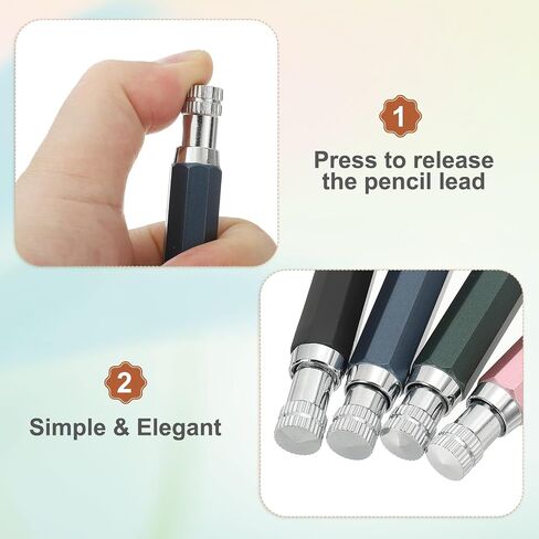 PATIKIL Mechanical Pencil 5.6mm, Lead Pencils Mechanical Holder Large Automatic Holder with 20pcs 2B Pencil Lead for Drawing Art Sketching Woodworking, Blue in Saudi Arabia