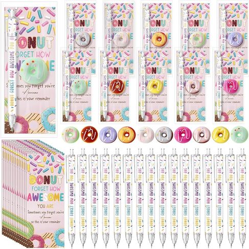 30 Sets Employee Appreciation Gifts Bulk Donuts Party Favors Inspirational Awesome Mechanical Pencil Donuts Stress Ball and Positive Thank You Card in Saudi Arabia