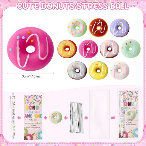 30 Sets Employee Appreciation Gifts Bulk Donuts Party Favors Inspirational Awesome Mechanical Pencil Donuts Stress Ball and Positive Thank You Card in Saudi Arabia