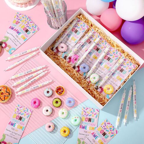 30 Sets Employee Appreciation Gifts Bulk Donuts Party Favors Inspirational Awesome Mechanical Pencil Donuts Stress Ball and Positive Thank You Card in Saudi Arabia