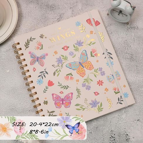 Spiral Notebook, Hardcover Butterfly Lined Journal for Women Girls, College Ruled Notebook for Writing School, 100GSM Thick Paper, 96 Sheets, 7.7" x 8.6" in Saudi Arabia