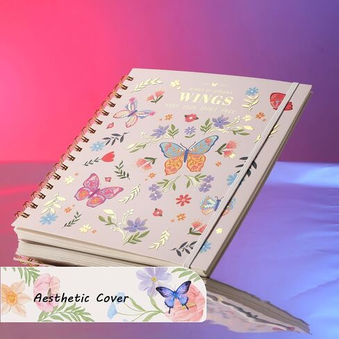 Spiral Notebook, Hardcover Butterfly Lined Journal for Women Girls, College Ruled Notebook for Writing School, 100GSM Thick Paper, 96 Sheets, 7.7" x 8.6" in Saudi Arabia