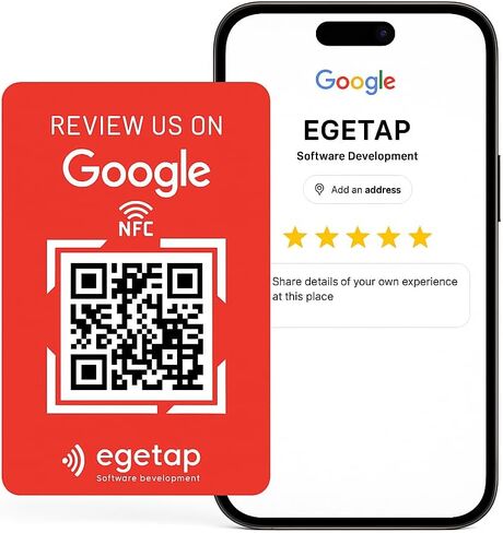 NFC Google Review Cards, Black PVC, 3.5x2 Inch, Business Marketing Tool with QR Code for Customer Feedback (Black, 1) in Saudi Arabia
