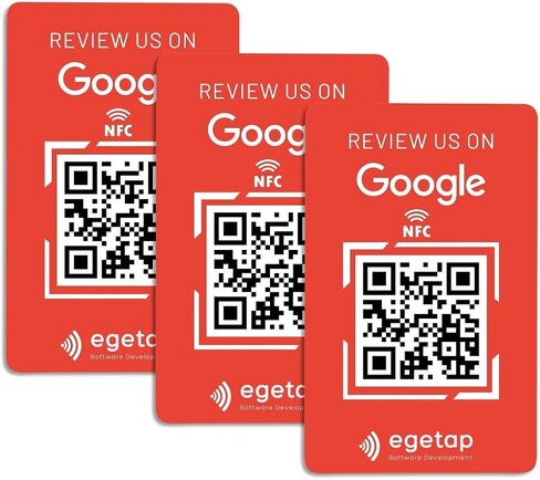 NFC Google Review Cards, Black PVC, 3.5x2 Inch, Business Marketing Tool with QR Code for Customer Feedback (Black, 1) in Saudi Arabia
