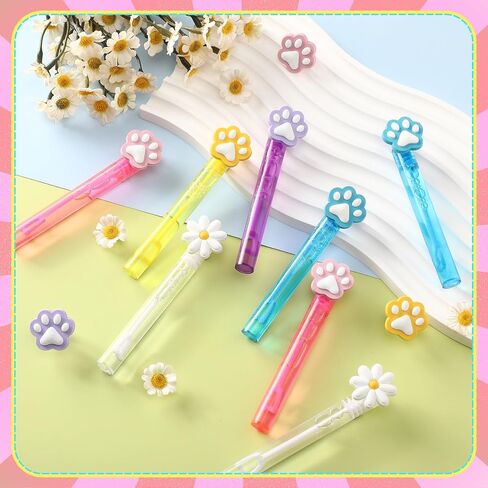 Leitee 36 Pieces Paw Print Bubble Wands Blue Puppy Dog Party Favors Mini Daisy Bubble Wands 5 Styles for Blue Dog Theme Birthday Party Decorations Filler Goodie Bags Stuffer Gifts in Saudi Arabia