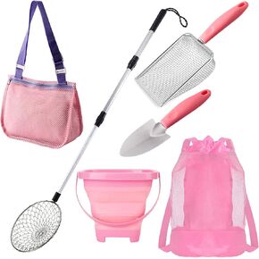 مجموعة حقيبة جمع شاطئ شاطئ ، أكياس شوفيل شوفيل مع دلو قابلة للطي (الطبعة الأزرق) in Kuwait
