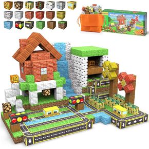 Magnetic Blocks - 100PCS Magnet Tiles Stacking Construction Building Blocks Cubes, STEM Building Game Birthday Gifts for Boys and Girls Age 3+ Years Old in Saudi Arabia