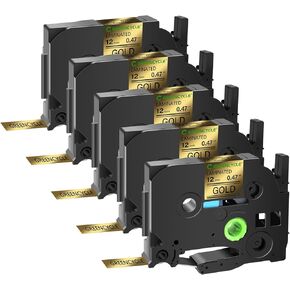GREENCYCLE Compatible for Brother P-Touch TZe-831 TZ-831 Label Maker Tape 12mm 0.47 Laminated TZe TZ Gold Tape for PT-D210 PT-D600 PT-H110 PT-1230,5 Pack in Saudi Arabia