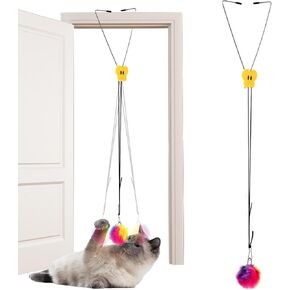 Self Play Cat Toy for Door Frame Hanging Cat Rope Toy for Indoor Cats 360 Rotation Cotton Rope Independent Play Hanging Door Frame Cats Toys Kitten String Teaser Safe Pet Wand Spring Toys in Kuwait