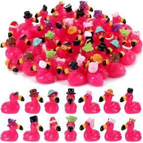 48 Pcs Mini Flamingos 14 Styles Tiny Flamingos Cute Mini Resin Animals Flamingo Figurine Tiny Resin Animals for Garden Landscape Dollhouse Party Cake Home Office Decor in Saudi Arabia