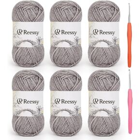 Cotton Yarn for Crocheting - 6 Pack of 50g/1.76oz–78% Cotton, 22% Acrylic – Soft Sport Weight Crochet Yarn (CYC #2), Brushed Air Yarn for Baby Project, Granny Squares & Plush Toys（Denim Blue） in Kuwait