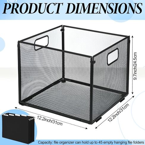 2 Pack Hanging File Holder, 10 Hanging Folders, Metal Mesh, Letter Size Folder Storage, Desktop Storage Cabinets, Office School Document(Black,Medium) in Saudi Arabia