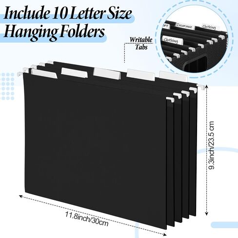 2 Pack Hanging File Holder, 10 Hanging Folders, Metal Mesh, Letter Size Folder Storage, Desktop Storage Cabinets, Office School Document(Black,Medium) in Saudi Arabia
