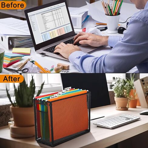 2 Pack Hanging File Holder, 10 Hanging Folders, Metal Mesh, Letter Size Folder Storage, Desktop Storage Cabinets, Office School Document(Black,Medium) in Saudi Arabia