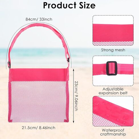 4Pcs Colorful Mesh Beach Bags Seashell Bag for Kids, Portable & Foldable Sea Shell Bag with Adjustable Carrying Straps, Shell Collecting Bags for Outdoor Beach Activities Adventures in Saudi Arabia