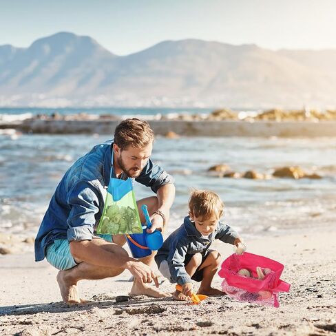 4Pcs Colorful Mesh Beach Bags Seashell Bag for Kids, Portable & Foldable Sea Shell Bag with Adjustable Carrying Straps, Shell Collecting Bags for Outdoor Beach Activities Adventures in Saudi Arabia