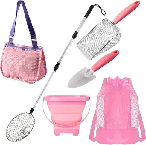 مجموعة حقيبة جمع شاطئ شاطئ ، أكياس شوفيل شوفيل مع دلو قابلة للطي (الطبعة الأزرق) in Kuwait