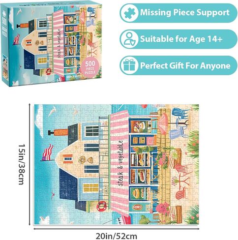 Puzzles for Adults 500 Pieces, Coastal Puzzle, Seaside Jigsaw Puzzles 500 Piece for Adults Kids Seniors, Recycled Cardboard Puzzle for Game Night Family Friends, 20.5x15 in Home Decor in Saudi Arabia