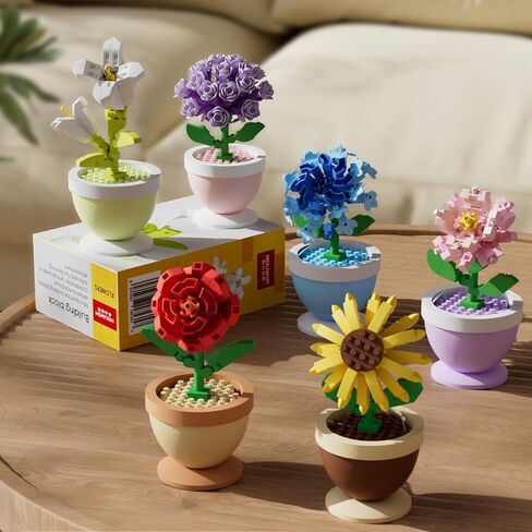 Carnations Mini Flower Bonsai DIY Potted Plant Building Blocks Flower Seasons Rhythm for Kids and Adults, Botanical Collection Decor Toy in Kuwait