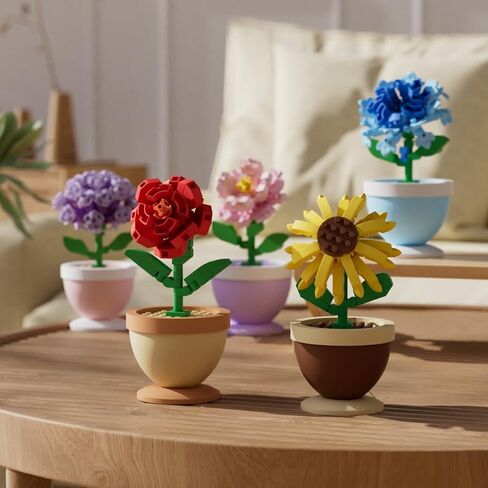 Carnations Mini Flower Bonsai DIY Potted Plant Building Blocks Flower Seasons Rhythm for Kids and Adults, Botanical Collection Decor Toy in Kuwait