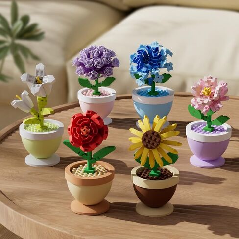 Carnations Mini Flower Bonsai DIY Potted Plant Building Blocks Flower Seasons Rhythm for Kids and Adults, Botanical Collection Decor Toy in Kuwait