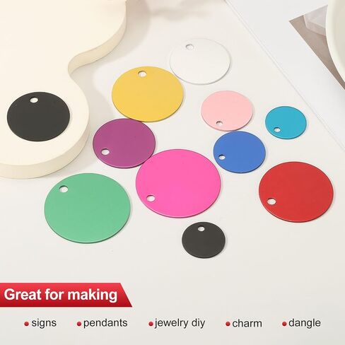 PATIKIL Round Metal Stamping Blanks Tags 1.6", 25 Pcs Round Anodized Aluminum Blank Laser Engraving Dog ID Name Tag with Hole for Pet Craft DIY Decorative, Black in Saudi Arabia