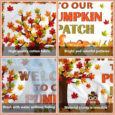 Welcome to Our Pumpkin Patch Banner Decorations Autumn Maple Leaves Pumpkin Fall Theme Classroom Decorations for Thanksgiving School Home Wall Decor Supplies 70.8x43.3 inch in Saudi Arabia