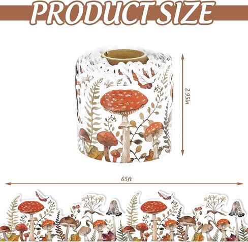 65Ft Fall Bulletin Board Border Woodland Mushroom Die Cut Trim Border Roll for Autumn Harvest Thanksgiving Classroom Office Party Chalkboard Wall Decoration in Saudi Arabia