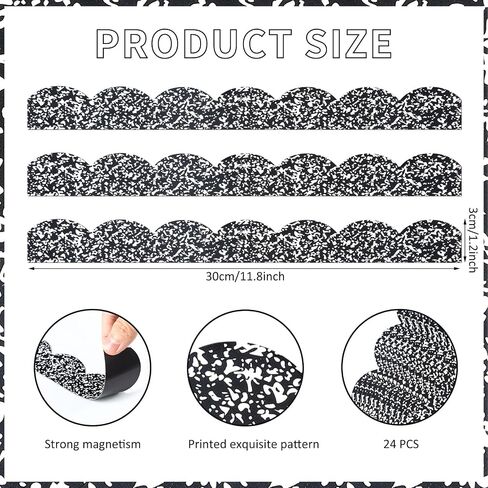 Ireer 24 PCS الحدود المغناطيسية للقلم الرصاص للفصول الدراسية Whiteboard 1.5 × 11.8 '' Boardin Board Board Borders Pencil Die Cut Strips trim for Champroom School Office Chalkboard Wall in Saudi Arabia