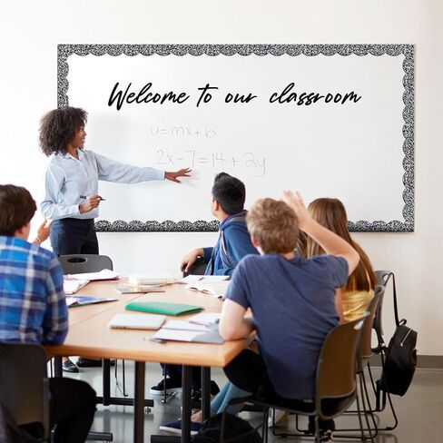 Ireer 24 PCS الحدود المغناطيسية للقلم الرصاص للفصول الدراسية Whiteboard 1.5 × 11.8 '' Boardin Board Board Borders Pencil Die Cut Strips trim for Champroom School Office Chalkboard Wall in Saudi Arabia