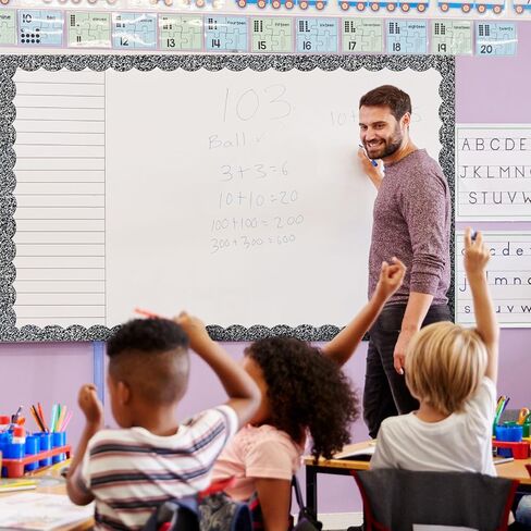 Ireer 24 PCS الحدود المغناطيسية للقلم الرصاص للفصول الدراسية Whiteboard 1.5 × 11.8 '' Boardin Board Board Borders Pencil Die Cut Strips trim for Champroom School Office Chalkboard Wall in Saudi Arabia